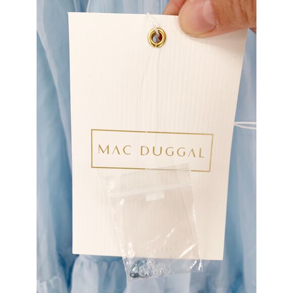 MAC DUGGAL Dress Size 12 Evening Gown Sequin NEW Light Blue Halter Neck High Low - Picture 3 of 10